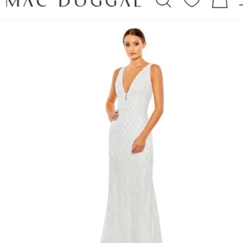 Mac Duggal Ivory Sequin Evening Gown - Picture 13 of 14